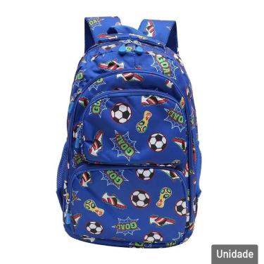 Imagem de Mochila Juvenil 18`` 46cm Futebol Azul - Tudo em Caixa
