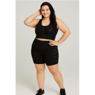 Imagem de Conjunto Feminino Academia Roupa De Ginastica Plus Size - WM, G1, Pret