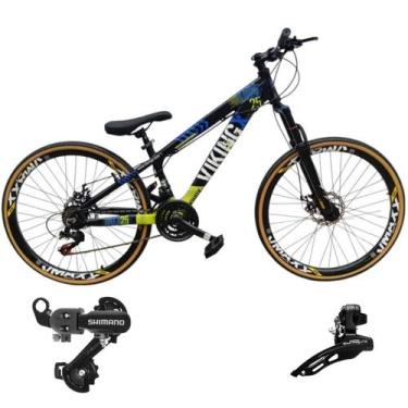 Imagem de Bicicleta Aro 26 Vikingx Aluminio Tuff 25 Mtb 24v Cambio Shimano Diant