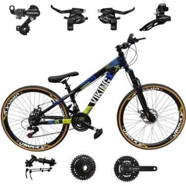 Imagem de Bicicleta Vikingx 24v Aro 26 Tuff 25 Aluminio Shimano Mtb Freeride Sus