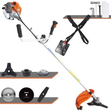 Imagem de Máquina de Cortar Grama Lateral À Gasolina 2T Vulcan VR430P 43cc 1,7HP de Potência 10.000rpm Roçadeira Multifuncional Completa Com 6 Opções de Cortes