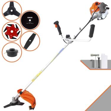Imagem de Aparador de Grama Vulcan VR430P À Gasolina 43cc 1,7HP Completa 5 Opções de Corte Com Guidão Antivibração Facas 2 Pontas, 3 Pontas, 6 Pontas, 80 Dentes