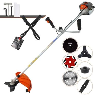 Imagem de Máquina de Corta Grama Vulcan VR330P À Gasolina 2T 33cc 1,2HP 10.000rpm Completa Com Guidão Anti-Vibração Carretel de Nylon + 5 Lâminas de Corte