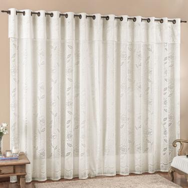 Imagem de Cortina 3 Mts Sala Quarto Luna Renda para Trilho Suisso Baratissima Palha