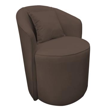 Imagem de Poltrona Redonda Serena Suede Marrom Base Fixa C05 - D'Rossi