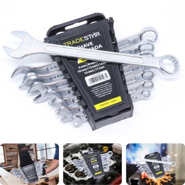 Imagem de Jogo Chave Combinada 6 - 17 mm 8 Peças Aço Carbono Tradestar