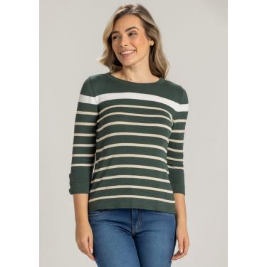 Imagem de Blusa 3/4 Pau a Pique Modal Bege e Verde