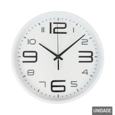 Imagem de Relógio Analógico de Parede 25cm Redondo Branco - Tudo em Caixa
