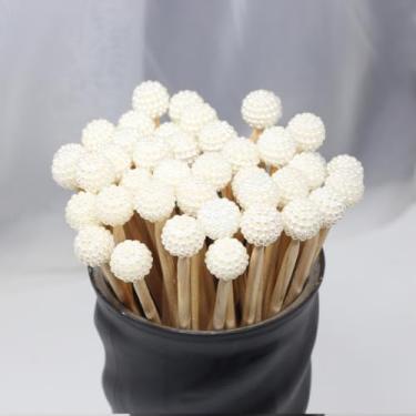 Imagem de Varetas Decoradas Para Aromatizador Difusor de ambiente Kit Perola Craquelada Branca e Creme (Creme,20)