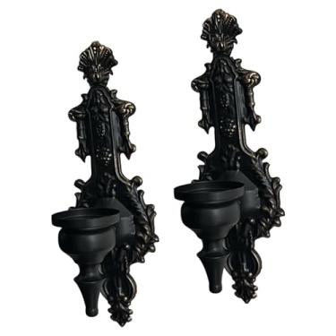 Imagem de FLCPJGV Conjunto de 2 Porta-velas Decorativos de Metal para Lareira, Ideal para Aniversário, Preto, Tamanho real