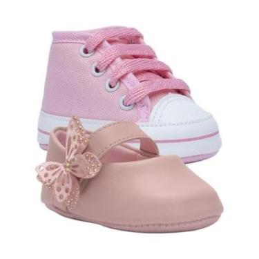 Imagem de Kit Sapatilha E Tenis Sapatinho Bebe Moda Recem Nascido K41-Feminino