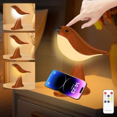 Imagem de YOTOZU Luminária de toque de pássaro pequena, recarregável por USB, mesa de controle de sensor de toque e luminária de mesa para quarto (vermelho)