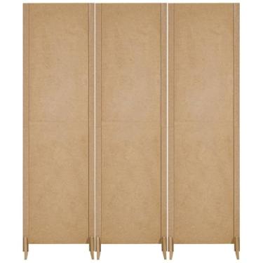 Imagem de Biombo 1 2 3 4 Folha Reto Repartido Painel Vazado Mdf Divisor Separador Divisória Ambiente Com Pé (3 Liso Fechado)