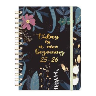 Imagem de Agenda escolar acadêmica 2025-2026, agenda mensal e semanal de capa dura, agenda agenda, livro A5 (6 x 21,5 cm) - 12 meses com abas, cantos arredondados de revestimento de metal, para professores e