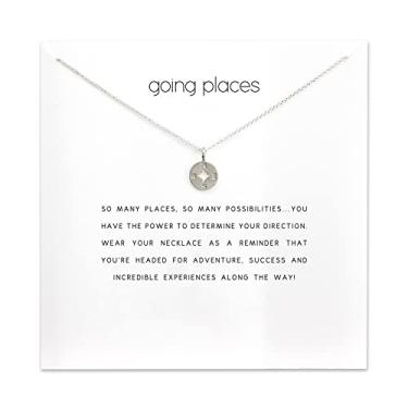 Imagem de Colar com mensagem e relâmpago, pingente de círculo de pérola em ferradura da sorte para mulheres, cartão de presente, Small, Metal, Sem Pedra Preciosa