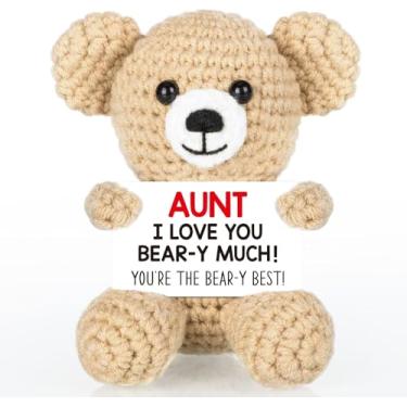 Imagem de Mini Aunt Love Gifts - Urso de crochê feito à mão - Presentes de aniversário I Love You para tias, tias, tias, ideias de presente