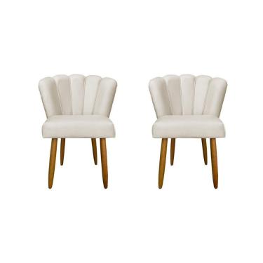 Imagem de Kit 02 Cadeiras Para Mesa De Jantar Flor Pés Palito Balaqui Decor Bege