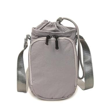 Imagem de Bolsa tiracolo feminina de lona, mini bolsa de ombro quadrada, bolsa leve para trabalho, viagens e uso diário, Cinza, Medium, Mochila casual