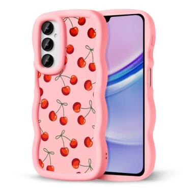 Imagem de CASBST Capa de telefone compatível com Galaxy A15 5G para mulheres e meninas, moldura ondulada encaracolada com estampa fofa, capa de telefone à prova de choque de silicone macio e estética para