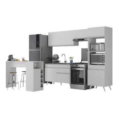Imagem de Armário De Cozinha Com Bancada-mesa Gourmet Veneza Multimóveis Mp2174 Branco Branco