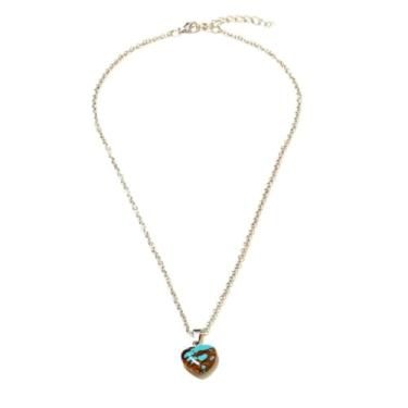 Imagem de Conjunto de colares ocidentais femininos turquesa coração corrente caubói vaqueira boho sudoeste tribal acessórios de joias ajustáveis