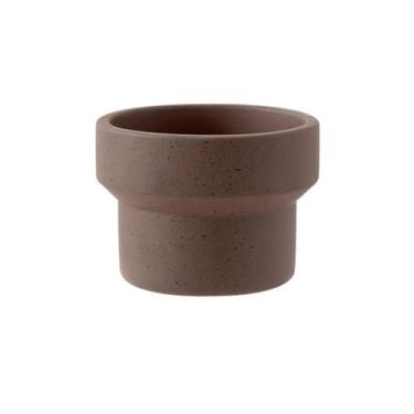 Imagem de Vasos de flores redondos de cimento, com pequeno vaso manchado, para ambientes internos e externos, varanda, jardim, escritório, vaso de flores decorativo (café)