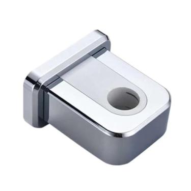 Imagem de Suporte de varão de chuveiro de plástico ajustável com base fixa para suporte de barra de trilho de banheiro (20-24 mm, prata)