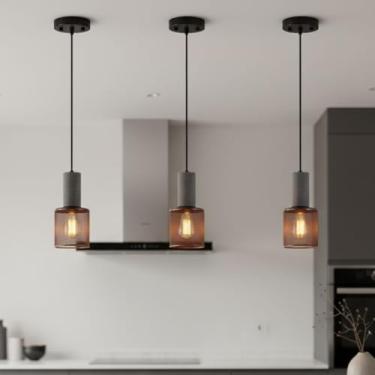 Imagem de Luminária Lustre De Teto Pendente Moderno Minimalista Concreto Cimento Queimado Para Quarto Bancada (3)