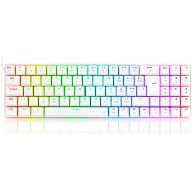Imagem de Teclado Gamer Redragon Ashe 75% RGB ABNT2 Branco Switch Azul