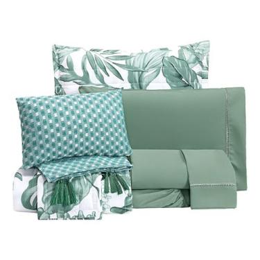 Imagem de Kit Enxoval Holanda 100 algodão Dupla Face Bordado Queen 9 Peças - Vit