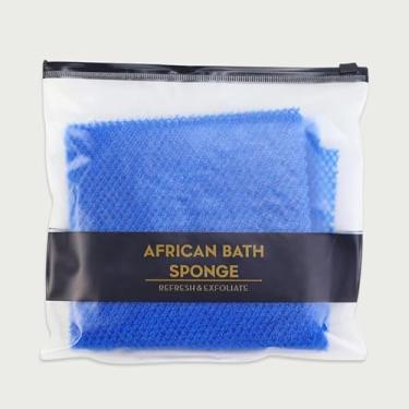 Imagem de Esponja esfoliante africana, bolas de pufe de chuveiro de malha para sabonete corporal, 80 cm de comprimento, esponja de banho para homens e mulheres - azul escuro