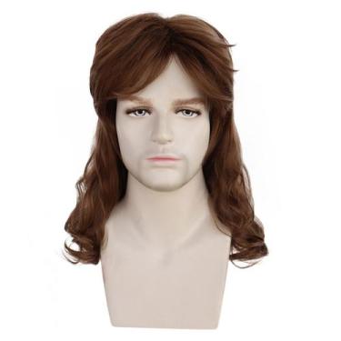 Imagem de Peruca para homens marrom de comprimento médio Natural Waves 40cm 380g