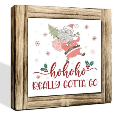 Imagem de Lindas placas de decoração de Natal engraçadas, Ho Ho Really Gotta Go, placa de madeira decorativa para sala de estar, decoração de festival de Natal, arte de decoração de inverno, decoração de mesa