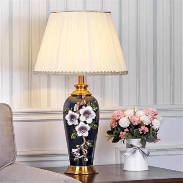 Imagem de Luminária de mesa contemporânea de luxo em cerâmica com LED, estilo retrô americano, perfeita para sala de estar, quarto, escritório, casa de campo ou hotel (Modelo 12)