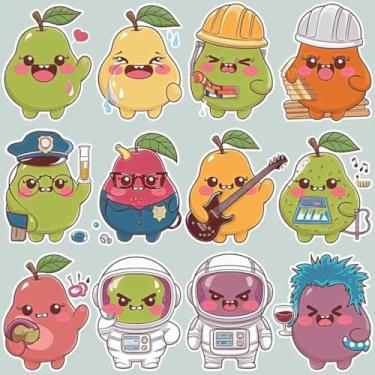 Imagem de Adesivo Kawaii Fofo para Crianças Decorativo de Quarto e Cadernos com Emojis e Animais 40x40cm