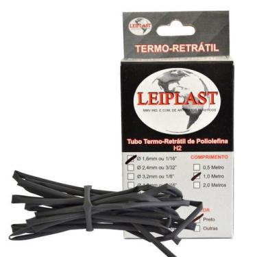 Imagem de Espaguete termo Retratil 1.6 MM Preto 1 Metro Leiplast tubo retratil m