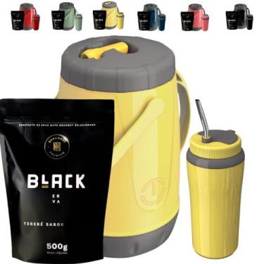 Imagem de Kit Completo Tereré Garrafa Pávia Copo Térmico Com Bomba Inox Unitermi