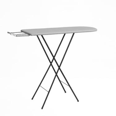 Imagem de Tabua de Passar Roupas Slim Ajustavel 4 Alturas Dobravel com Suporte para Ferro e Tecido Termico | Mesa de Passar Roupa com Estrutura Metalica, Leve e Compacta