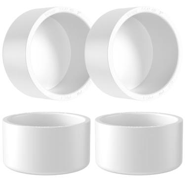 Imagem de Encaixe de tampa de tubo de PVC de 7,6 cm, 4 peças SCH40 Adaptador de plugue de tubo de PVC de grau de móveis, tubos brancos, tampas deslizantes, soquetes para móveis construídos, prateleira de jardim