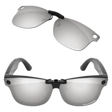 Imagem de Firtox Clipes de óculos de sol polarizados para Ray-Ban Meta Wayfarer (Gen 2) RW4012 50 mm (tamanho 50-22), proteja seus olhos, Titânio prateado, RW4012-50-22