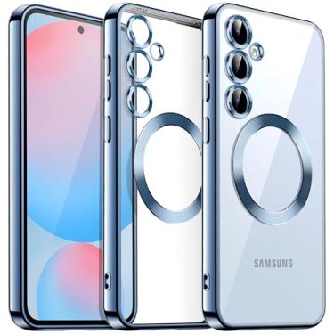 Imagem de JETech Capa Claro Macia para Samsung Galaxy S24 FE, Case Proteção Total da Lente da Câmera, Compatível com Carregamento Sem Fio MagSafe, Capinha de Telefone TPU Galvanizada (Azul)