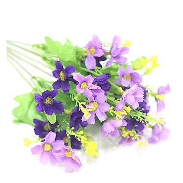 Imagem de Flores artificiais Buquê de flores artificiais com margaridas gerbera, para decoração jardim doméstico, arcos casamento, parede, buquê noiva(C)