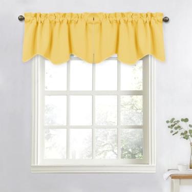 Imagem de Cortinas amarelas brilhantes para janelas – Cortinas de janela para escurecimento de quarto com bolso de haste 45,7 cm de comprimento, sanefas curtas para cozinha/banheiro/sala de estar/quarto, 132 x