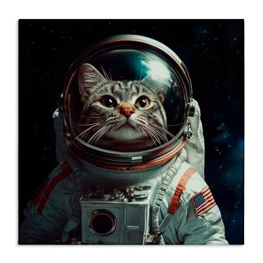 Imagem de Stupell Industries Arte de parede em tela Catstronaut Cat Astronauta, design de Jim Baldwin, 61 x 61 cm