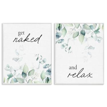 Imagem de Stupell Industries Get Naked & Relax Herbs Conjunto de arte giclée emoldurado preto de 2 peças, design por Lettered and Lined, 14 x 11