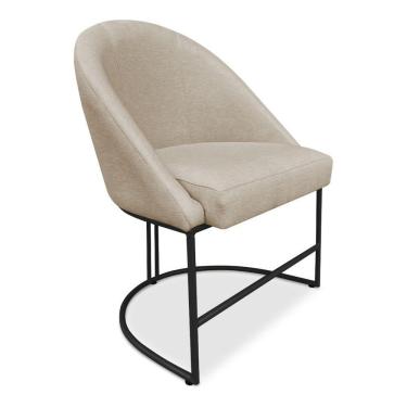 Imagem de Cadeira Poltrona De Jantar Bela Veludo Bege Base Metálica Industrial Preto - Pallazio