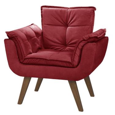 Imagem de Poltrona Orion 1 Lugar Base Palito Tecido Vermelho
