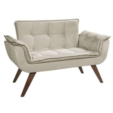 Imagem de Poltrona Namoradeira Opalla Suede Base Palito Bege