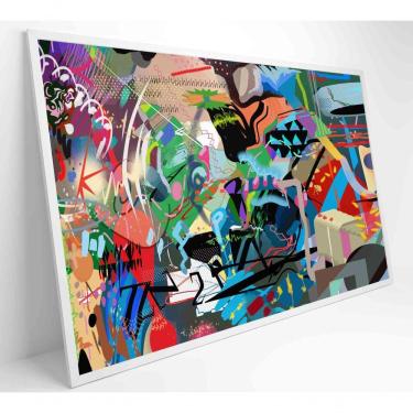 Imagem de Quadro Pintura De Rua Multicolorida Aleatória Medidas 60x40 Cm Impressão Vidro Acrílico