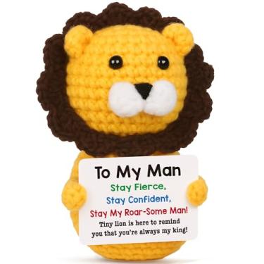 Imagem de Presentes para namorado, marido, ele - Leão de crochê "You're My King" - aniversário romântico, dia dos namorados, presente de aniversário - Lembrança engraçada feita à mão da namorada, esposa